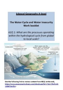 Edexcel Geography Alevel The Water Cycle and Water