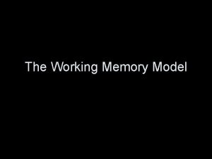 The Working Memory Model Baddeley and Hitch 1974