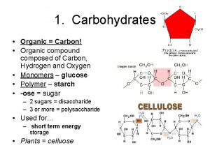 1 Carbohydrates Organic Carbon Organic compound composed of