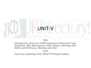 UNITV XML Introduction Structure of XML Document Document