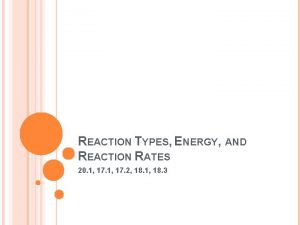 REACTION TYPES ENERGY AND REACTION RATES 20 1