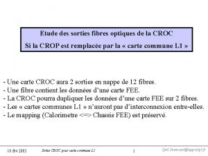 Etude des sorties fibres optiques de la CROC