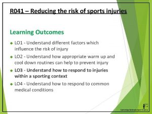 R 041 Reducing the risk of sports injuries