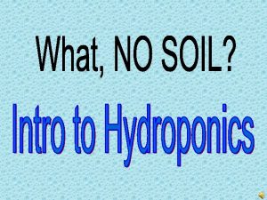 Hydroponics is growing plants by supplying all necessary