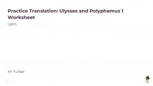 Practice Translation Ulysses and Polyphemus 1 Worksheet Latin