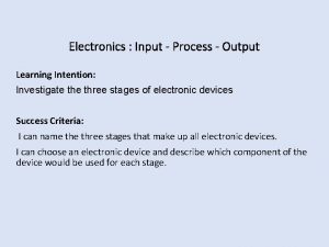 Electronics Input Process Output Learning Intention Investigate three