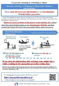 To persons entering or returning to Japan Persons