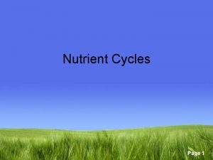 Nutrient Cycles Page 1 Nutrient Cycles the earth