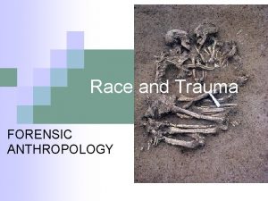 Race and Trauma FORENSIC ANTHROPOLOGY Anthropological Examination n