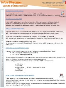 Infos Direction Comit dtablissement Situation commerciale fin mai