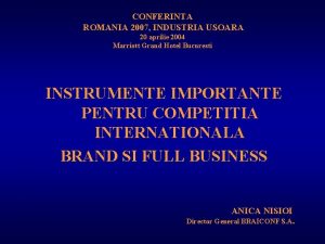 CONFERINTA ROMANIA 2007 INDUSTRIA USOARA 20 aprilie 2004