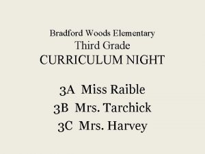 Bradford Woods Elementary Third Grade CURRICULUM NIGHT 3