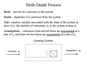 BirthDeath Process Birth arrival of a customer to