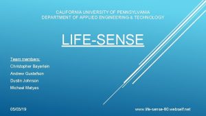 CALIFORNIA UNIVERSITY OF PENNSYLVANIA DEPARTMENT OF APPLIED ENGINEERING