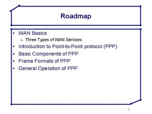 Roadmap WAN Basics Three Types of WAN Services