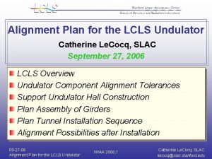 Alignment Plan for the LCLS Undulator Catherine Le
