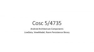 Cosc 54735 Android Architecture Components Live Data View