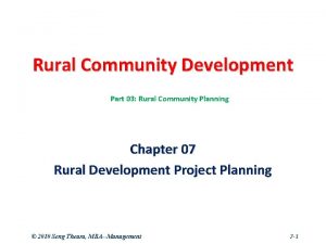 Rural Community Development Part 03 Rural Community Planning