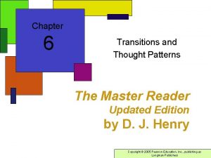 Chapter 6 Transitions and Thought Patterns The Master