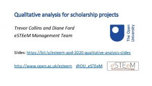 Qualitative analysis for scholarship projects Trevor Collins and