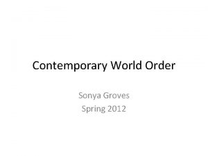 Contemporary World Order Sonya Groves Spring 2012 NationStates