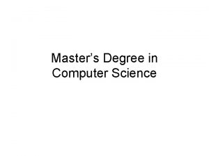 Masters Degree in Computer Science Why Acquire Credentials