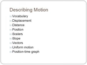 Describing Motion Vocabulary Displacement Distance Position Scalars Slope