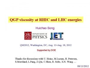 QGP viscosity at RHIC and LHC energies Huichao