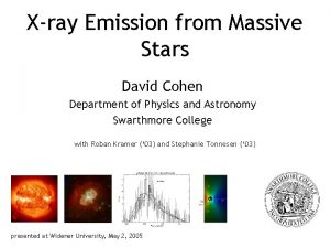 Xray Emission from Massive Stars David Cohen Department