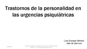 Trastornos de la personalidad en las urgencias psiquitricas