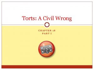 Torts A Civil Wrong CHAPTER 18 PART I