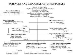SCIENCES AND EXPLORATION DIRECTORATE Goddard Public Affairs Deputy