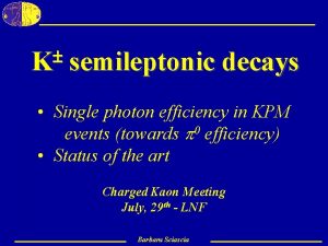 K semileptonic decays Single photon efficiency in KPM