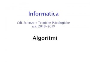 Informatica Cd L Scienze e Tecniche Psicologiche a