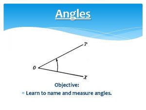 Angles Objective Learn to name and measure angles