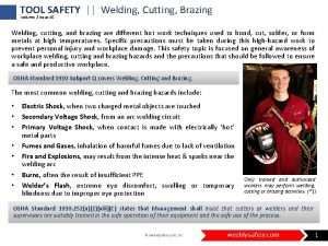 TOOL SAFETY Welding Cutting Brazing Volume 2 Issue