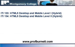 ITI 133 HTML 5 Desktop and Mobile Level