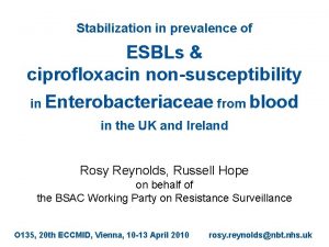 Stabilization in prevalence of ESBLs ciprofloxacin nonsusceptibility in