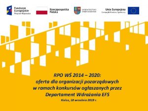 RPO W 2014 2020 oferta dla organizacji pozarzdowych