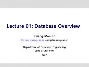 Lecture 01 Database Overview KwangMan Ko kkmamsangji ac