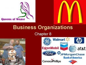Business Organizations Chapter 8 Business Organizations A business