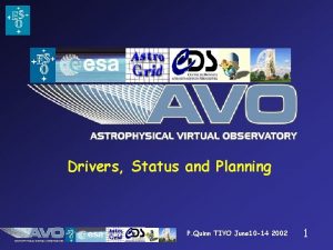 Drivers Status and Planning P Quinn TIVO June