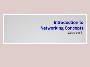 Introduction to Networking Concepts Lesson 1 Introduction Name
