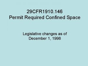 29 CFR 1910 146 Permit Required Confined Space