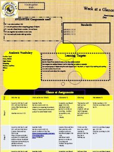 Kindergarten Math Week at a Glance Nov 2