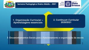 1 Organizao Curricular Aprendizagens essenciais 2 Continuum Curricular