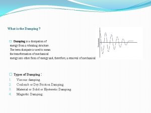 What is the Damping Damping is a dissipation