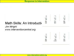 Response to Intervention Math Skills An Introduction Jim