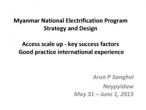 Myanmar National Electrification Program Strategy and Design Access