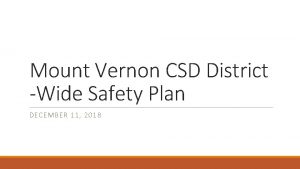 Mount Vernon CSD District Wide Safety Plan DECEMBER